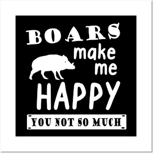 Wild boar fan happy saying girls men Posters and Art